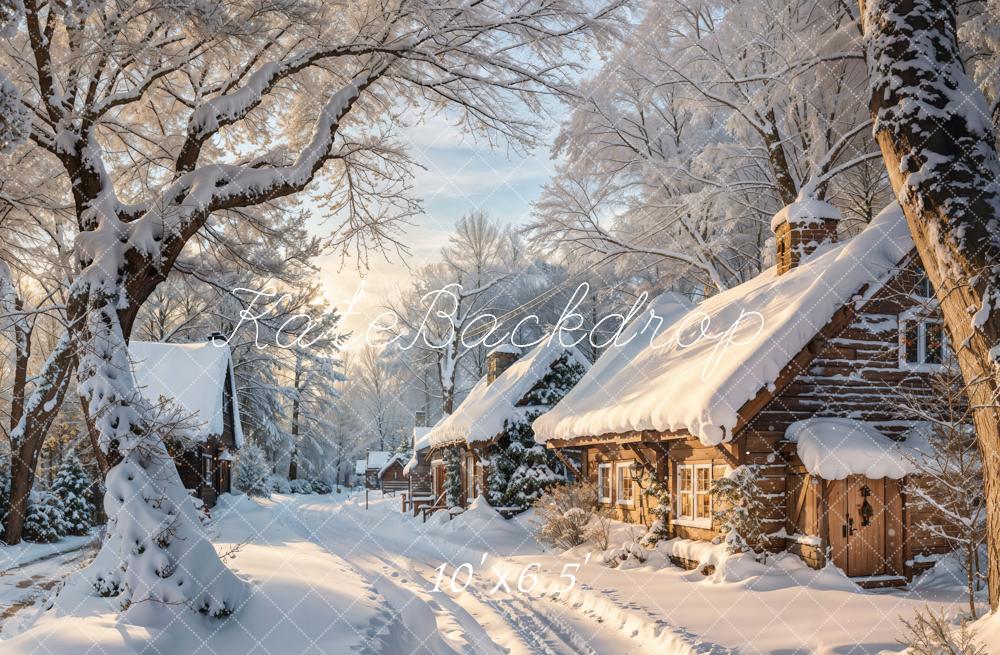 Kate Winter Dorf Schnee Natur Fleece Hintergrund Entworfen von Emetselch