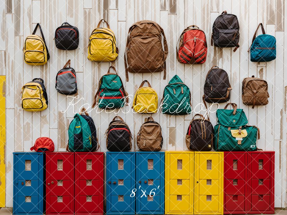 Kate Zurück Zur Schule Rucksäcke Schließfächer Bunt Hintergrund Entworfen von Emetselch - Kate Backdrop.de