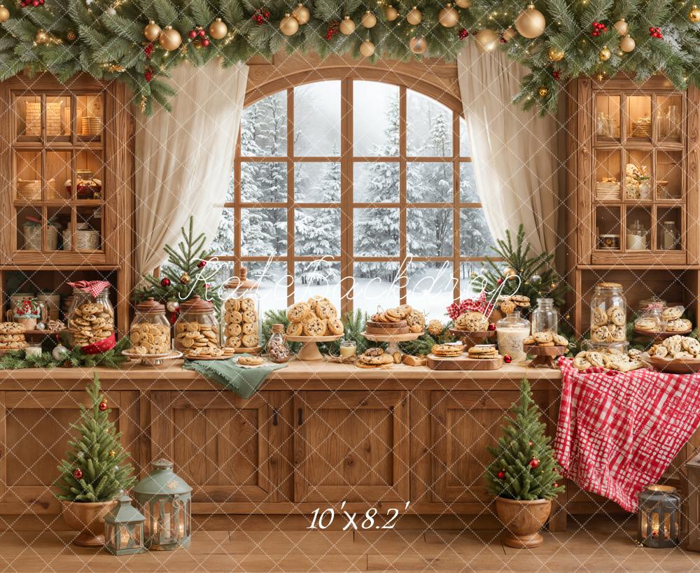 Kate Weihnachten Keksbuffet Fenster Rustikal Hintergrund Entworfen von Emetselch - Kate Backdrop.de
