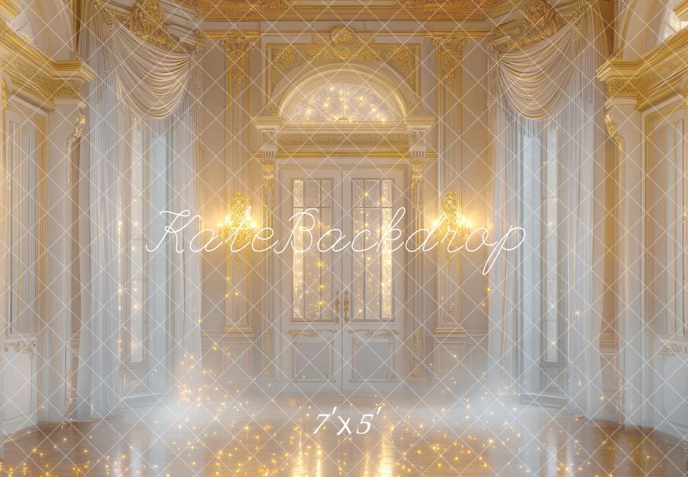 Kate Ballsaal Fenster Gold Elegant Hintergrund Entworfen von Mini MakeBelieve - Kate Backdrop.de