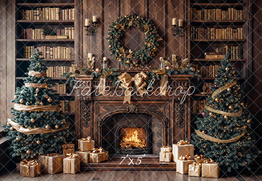 Kate Weihnachten Kamin Bücher Regal Hintergrund Entworfen von Emetselch - Kate Backdrop.de