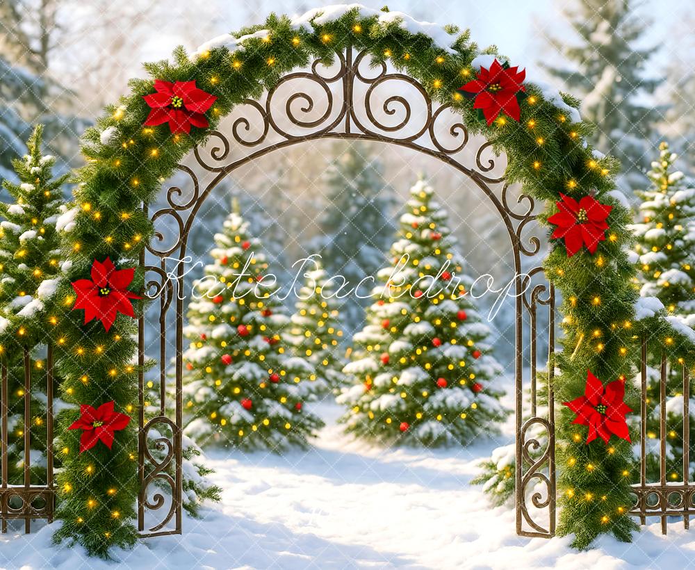 Kate Weihnachten Tor Girlande Schnee Hintergrund Entworfen von Mini MakeBelieve - Kate Backdrop.de
