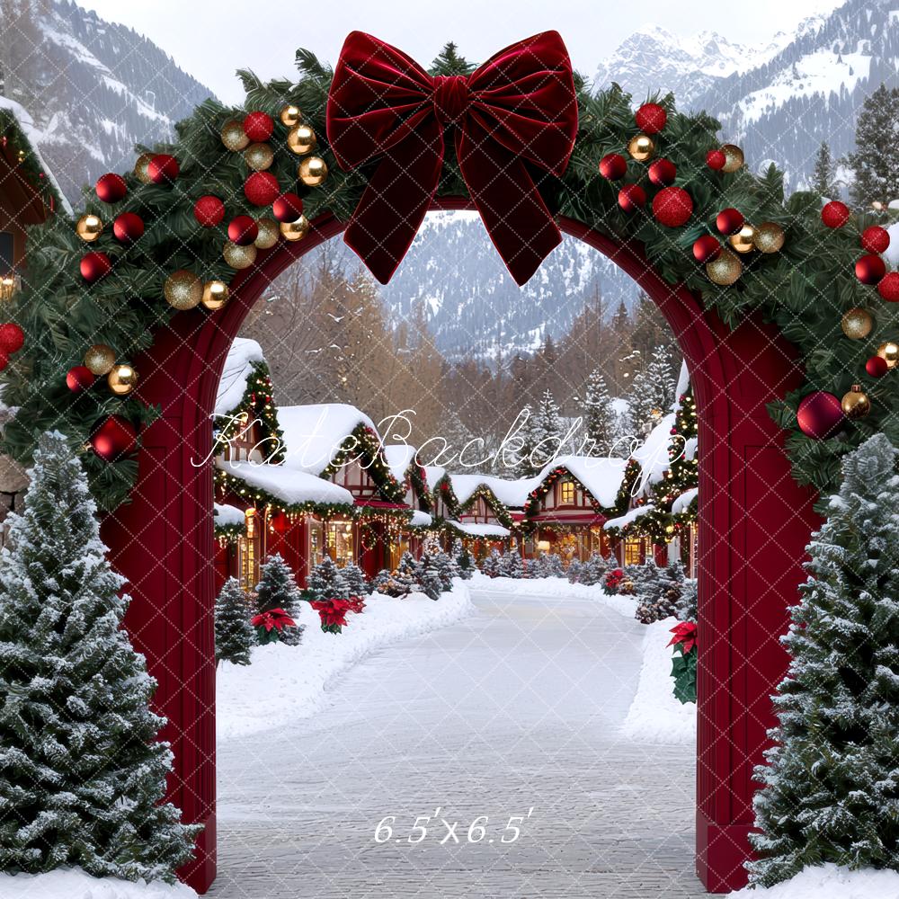 Kate Weihnachten Tor Girlande Schnee Hintergrund Entworfen von Mini MakeBelieve - Kate Backdrop.de