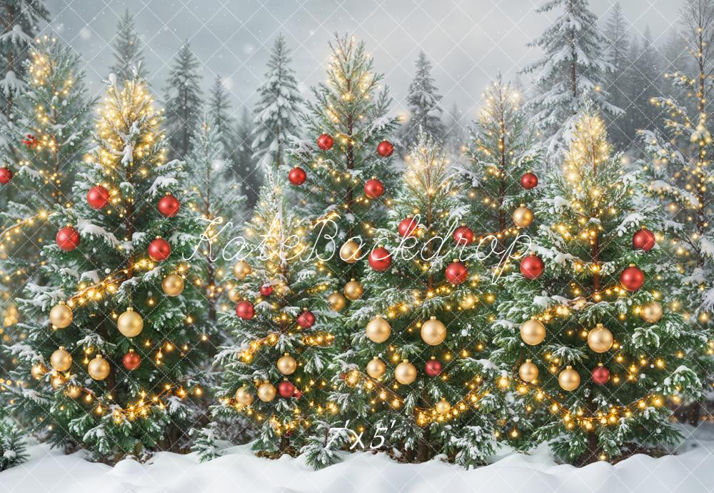 Kate Weihnachten Weihnachtsbäume Lichter Schnee Hintergrund Entworfen von Emetselch - Kate Backdrop.de