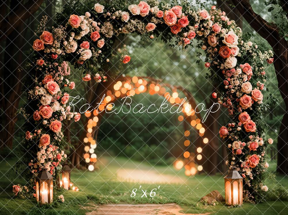 Kate Hochzeit Blumenbogen Wald Romantisch Hintergrund Entworfen von Emetselch