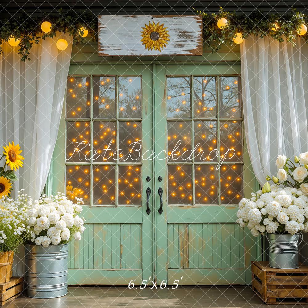 Kate Sommer Sonnenblumen Tür Vintage Hintergrund Entworfen von Mini MakeBelieve - Kate Backdrop.de