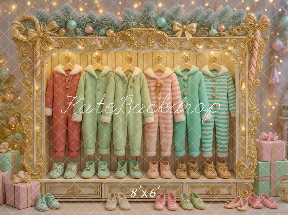 Kate Weihnachten Kinder Pyjamas Pastell Hintergrund Entworfen von Ashley Paul - Kate Backdrop.de