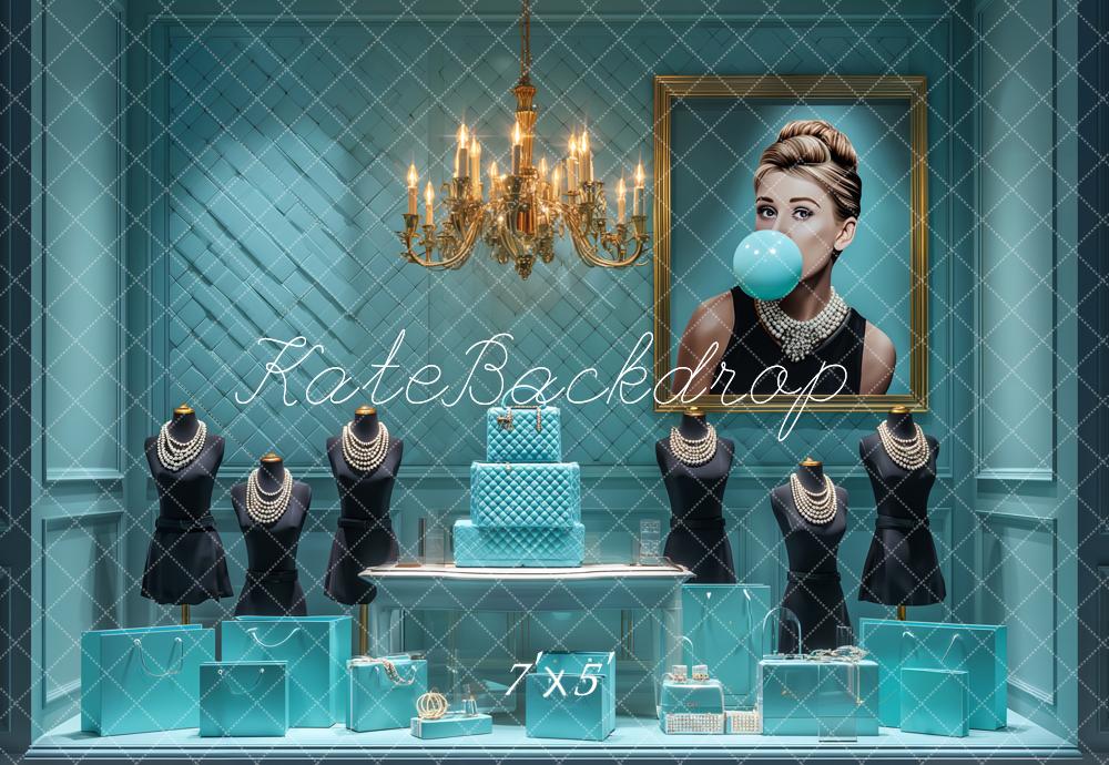 Kate Mode Schaufenster Türkis Elegant Hintergrund Entworfen von Ashley Paul - Kate Backdrop.de
