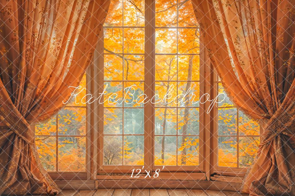 Kate Herbst Fenster Gardinen Holz Fleece Hintergrund Entworfen von Emetselch - Kate Backdrop.de