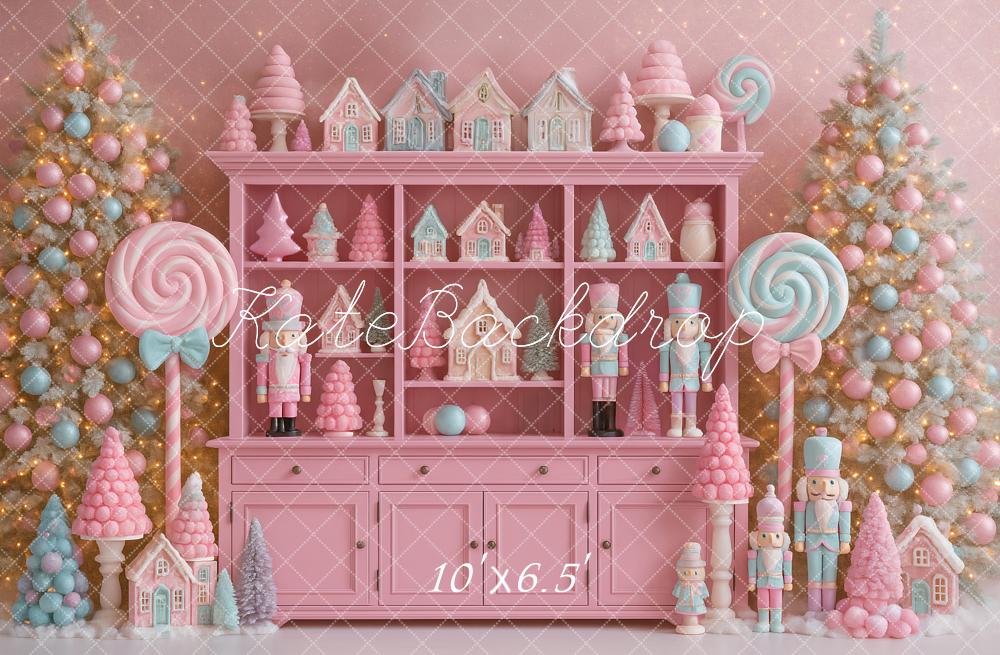 Kate Weihnachten Nussknacker Süßigkeiten Rosa Hintergrund Entworfen von Ashley Paul