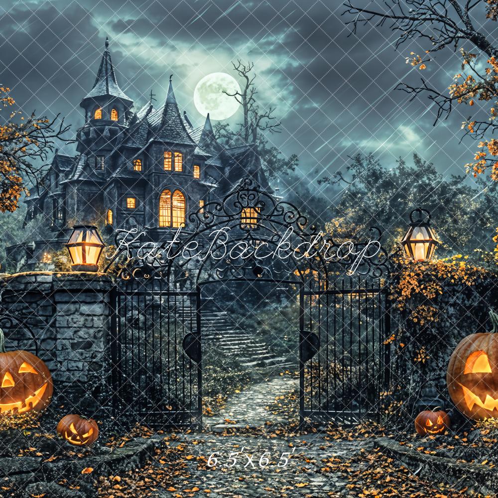 Kate Halloween Spukhaus Kürbisse Nacht Hintergrund Entworfen von Chain - Kate Backdrop.de