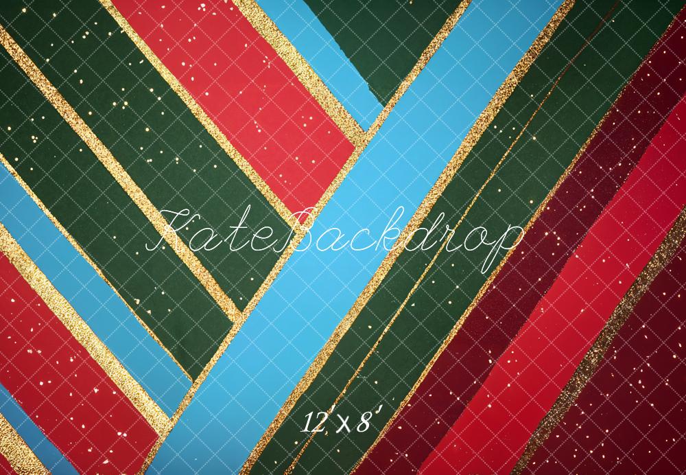 Kate Weihnachten Bunte Streifen Goldlinien Fleece Hintergrund Entworfen von Kate Image - Kate Backdrop.de