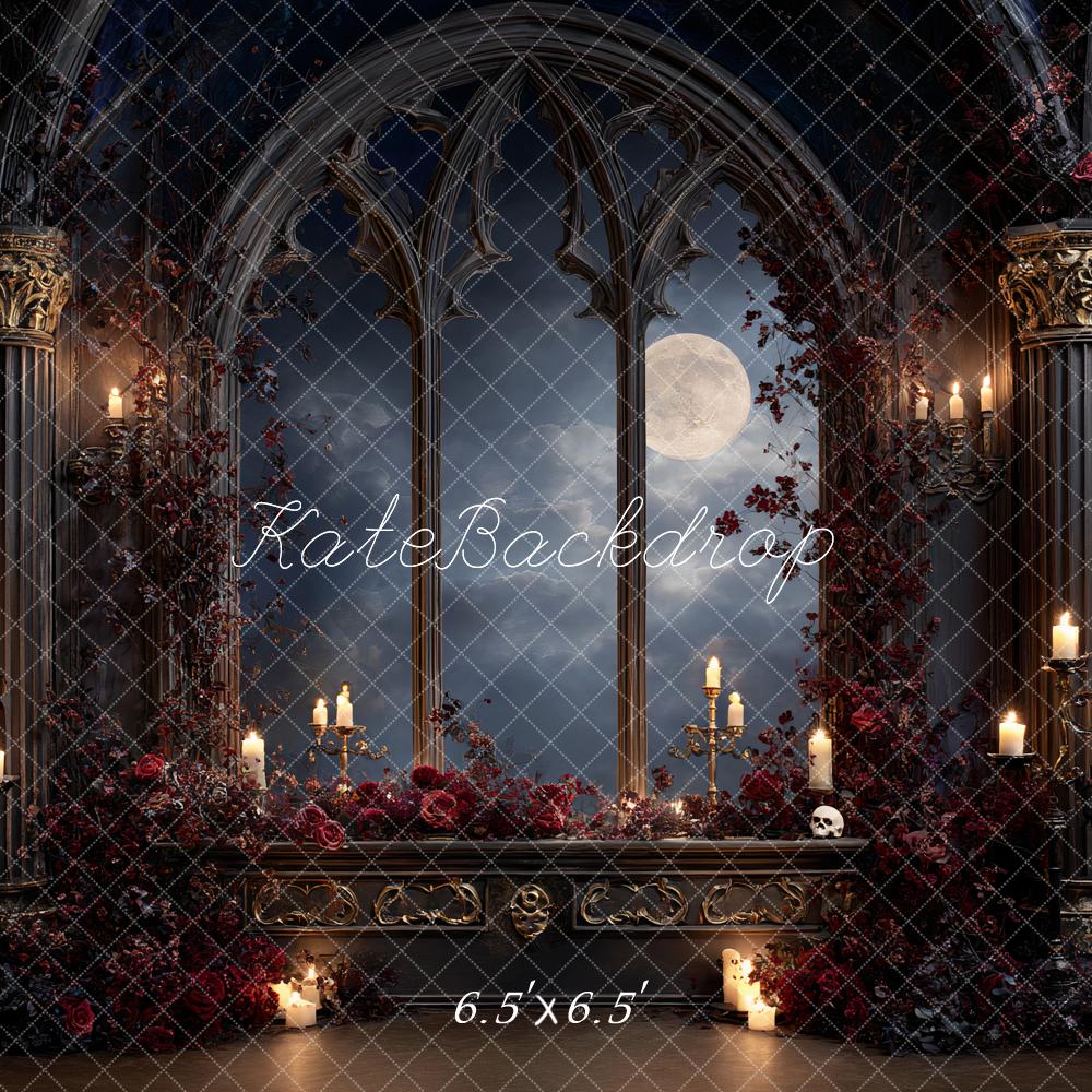 Kate Halloween Gotisches Fenster Kerzen Hintergrund Entworfen von Ashley Paul