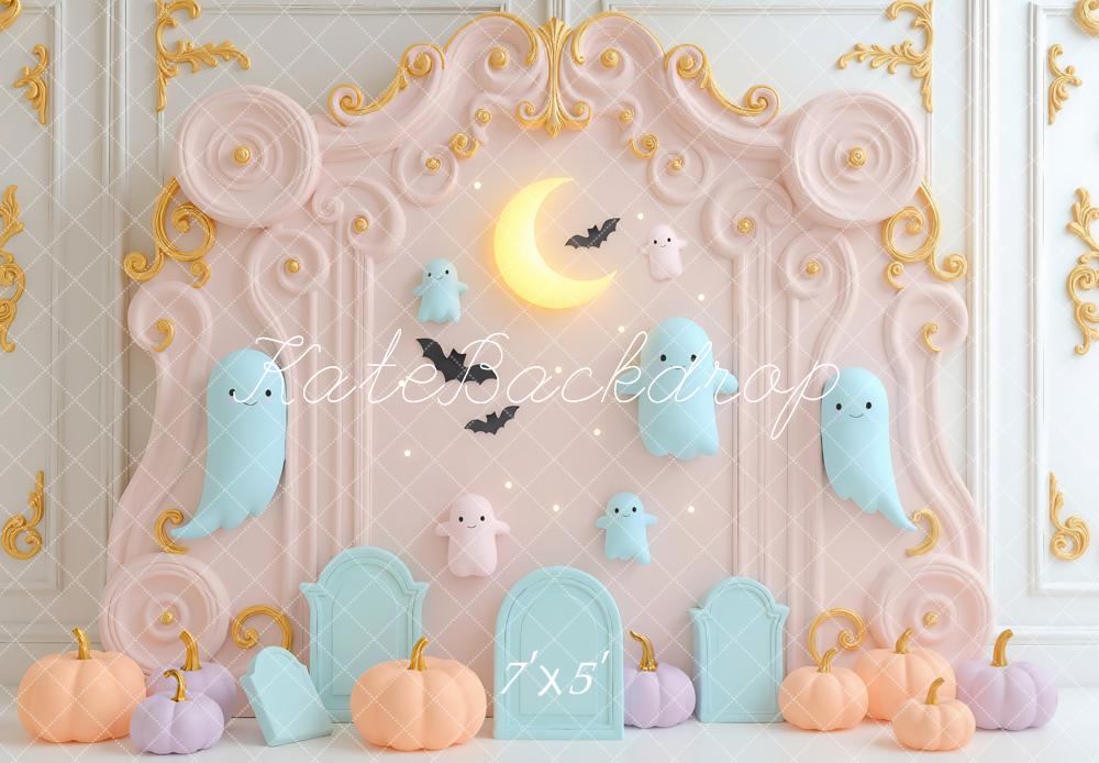 Kate Halloween Geister Kürbisse Pastell Hintergrund Entworfen von Mini MakeBelieve - Kate Backdrop.de