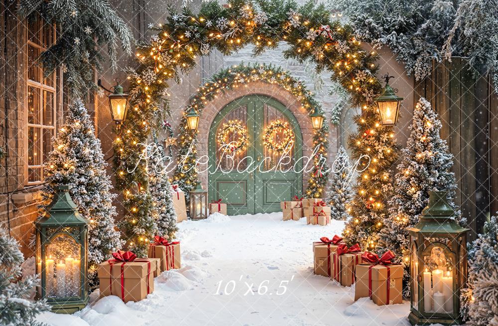 Kate Weihnachten Geschenkboxen Winterlich Lichter Fleece Hintergrund Entworfen von Emetselch - Kate Backdrop.de