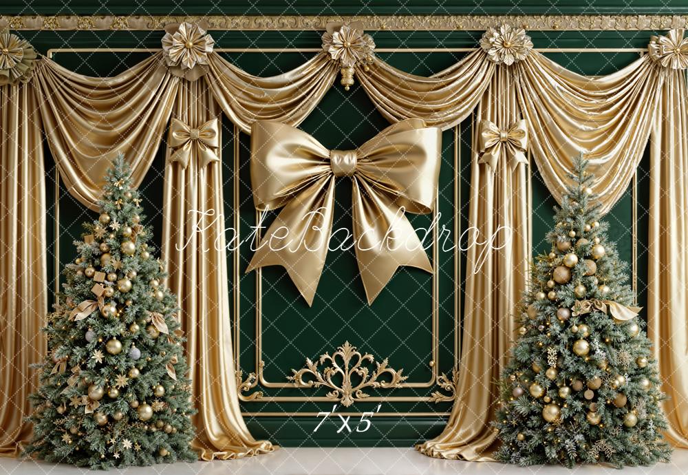Kate Weihnachten Gold Schleife Tannenbaum Hintergrund Entworfen von Emetselch - Kate Backdrop.de