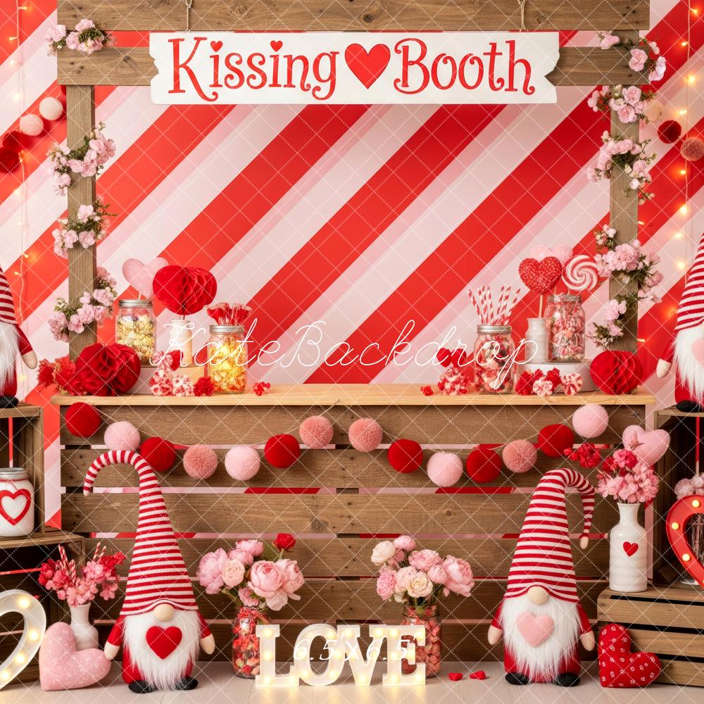 Kate Valentinstag Kissing Booth Wichtel Rot Hintergrund Entworfen von Patty Roberts