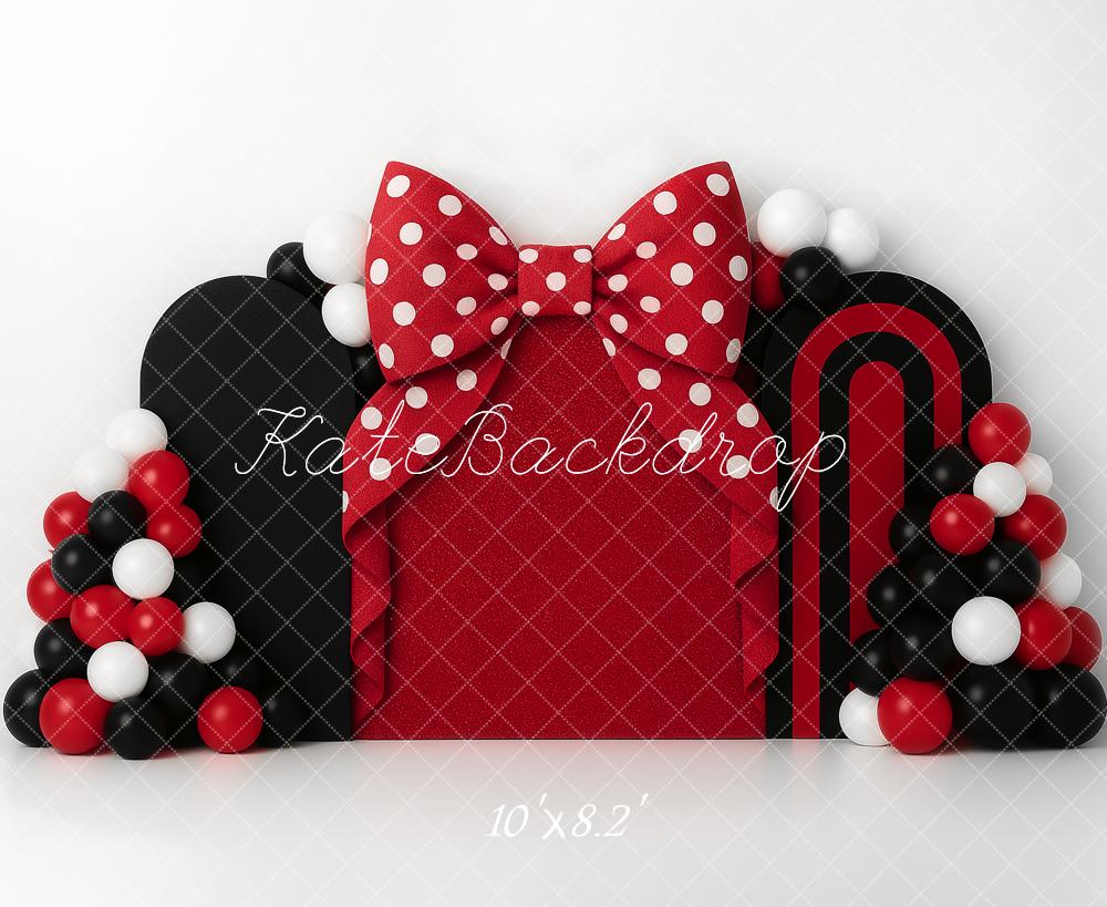 Kate Kinder Schleife Ballons Rot Schwarz Hintergrund Entworfen von Ashley Paul - Kate Backdrop.de