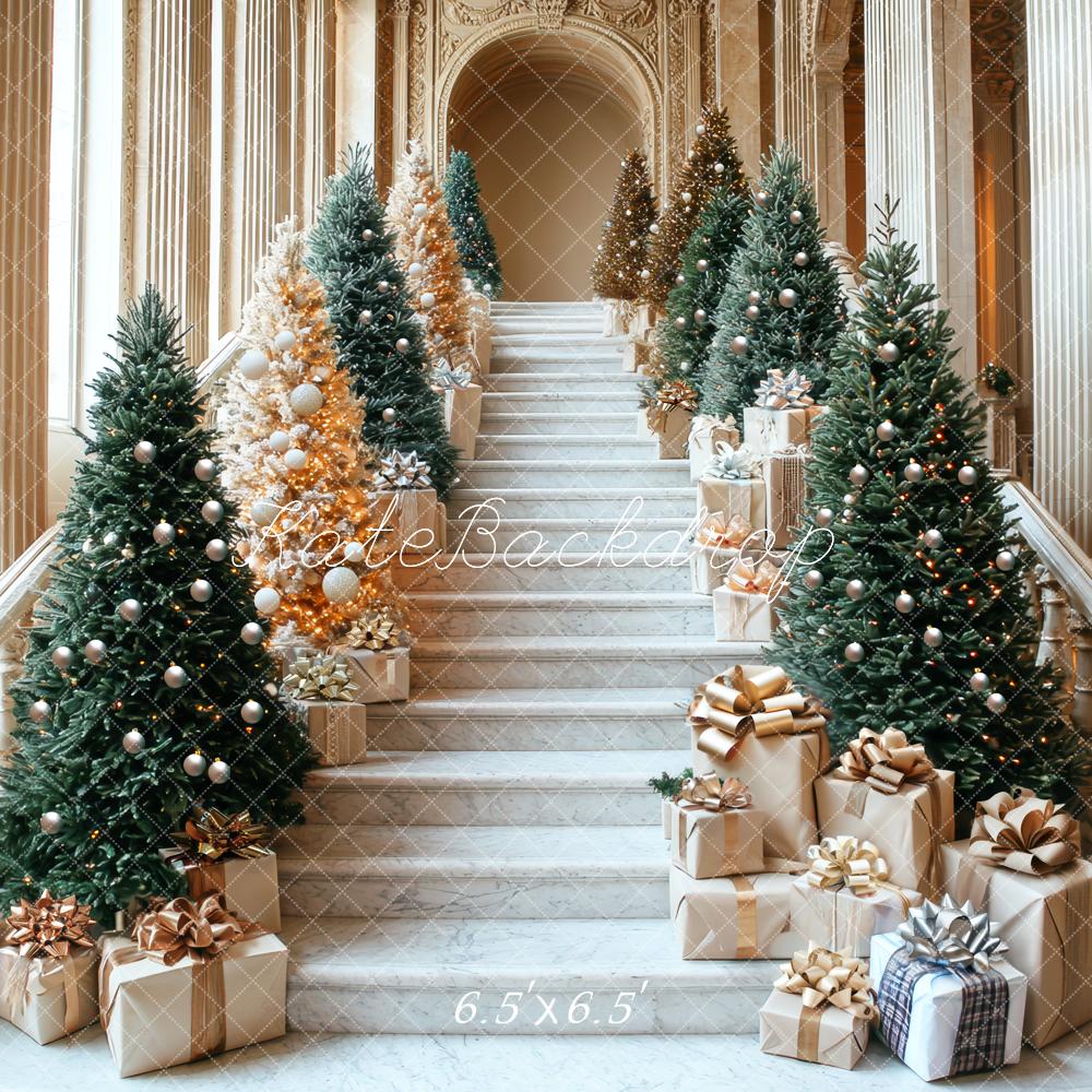 Kate Weihnachten Treppe Geschenke Tannenbaum Hintergrund Entworfen von Mini MakeBelieve - Kate Backdrop.de