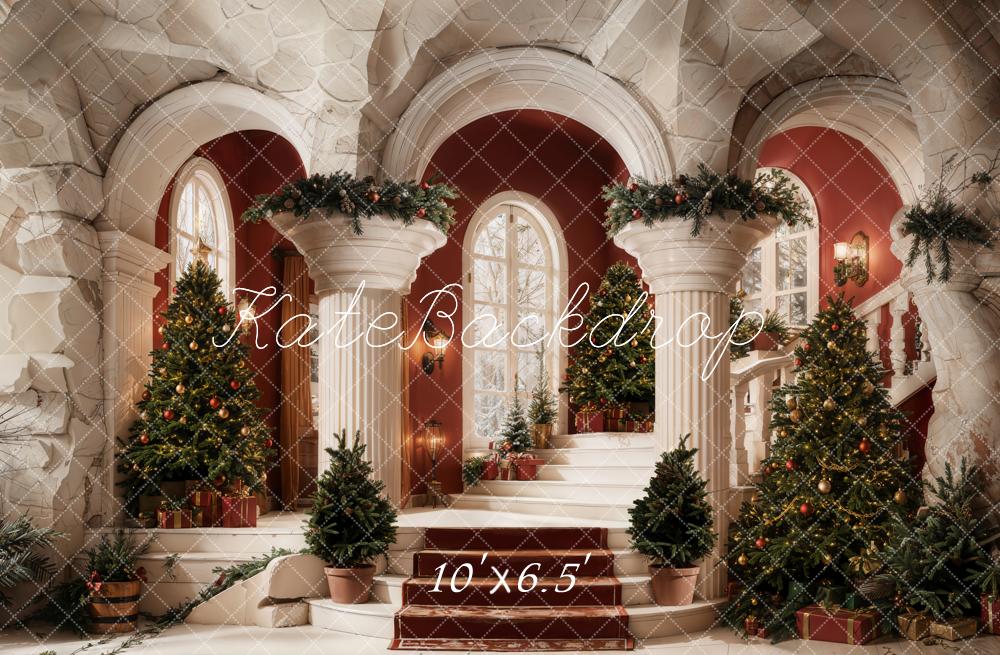 Kate Weihnachten Treppe Weihnachtsbaum Klassisch Fleece Hintergrund Entworfen von Emetselch - Kate Backdrop.de