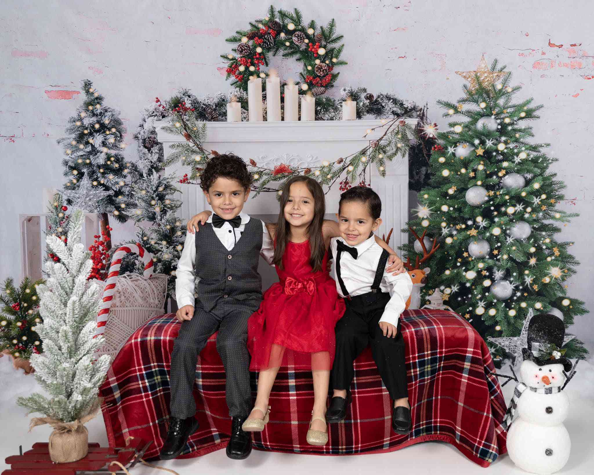 Kate Weihnachten Baum Elch Ziegel Kamin Hintergrund von Emetselch - Kate Backdrop.de