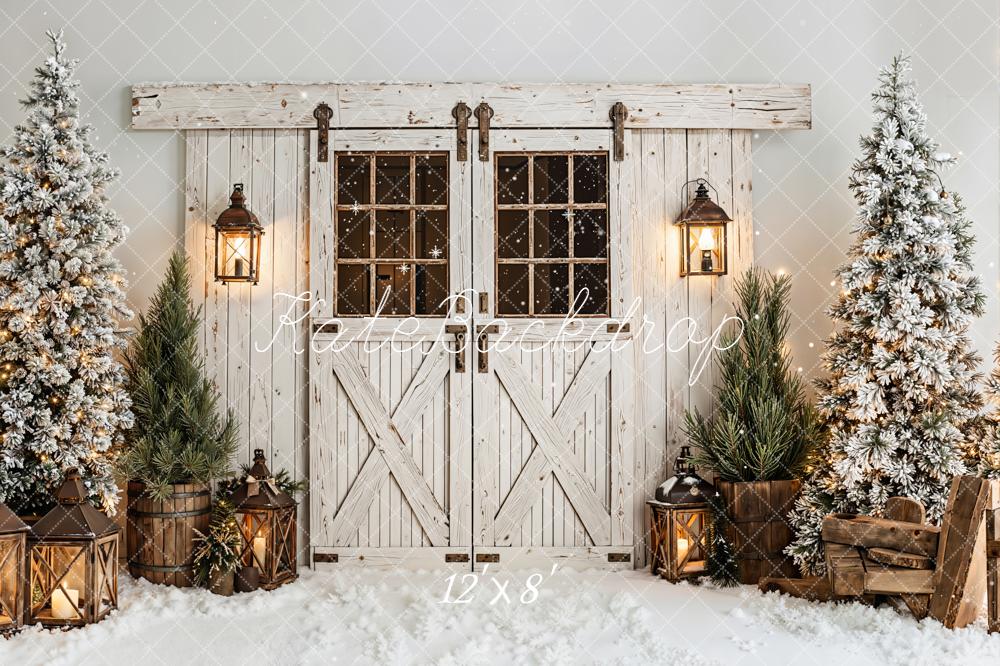 Kate Weihnachten Scheunentor Schnee Vintage Fleece Hintergrund Entworfen von Emetselch - Kate Backdrop.de
