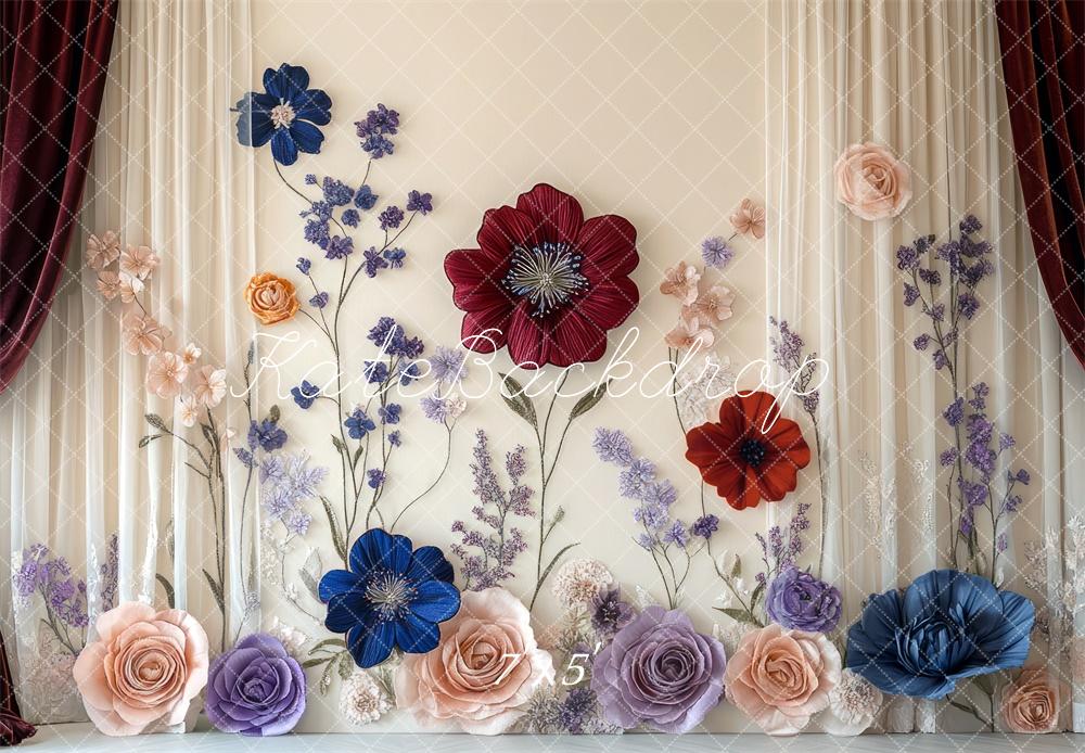 Kate Blume Vorhang Papierblumen Elegant Hintergrund Entworfen von Mini MakeBelieve - Kate Backdrop.de