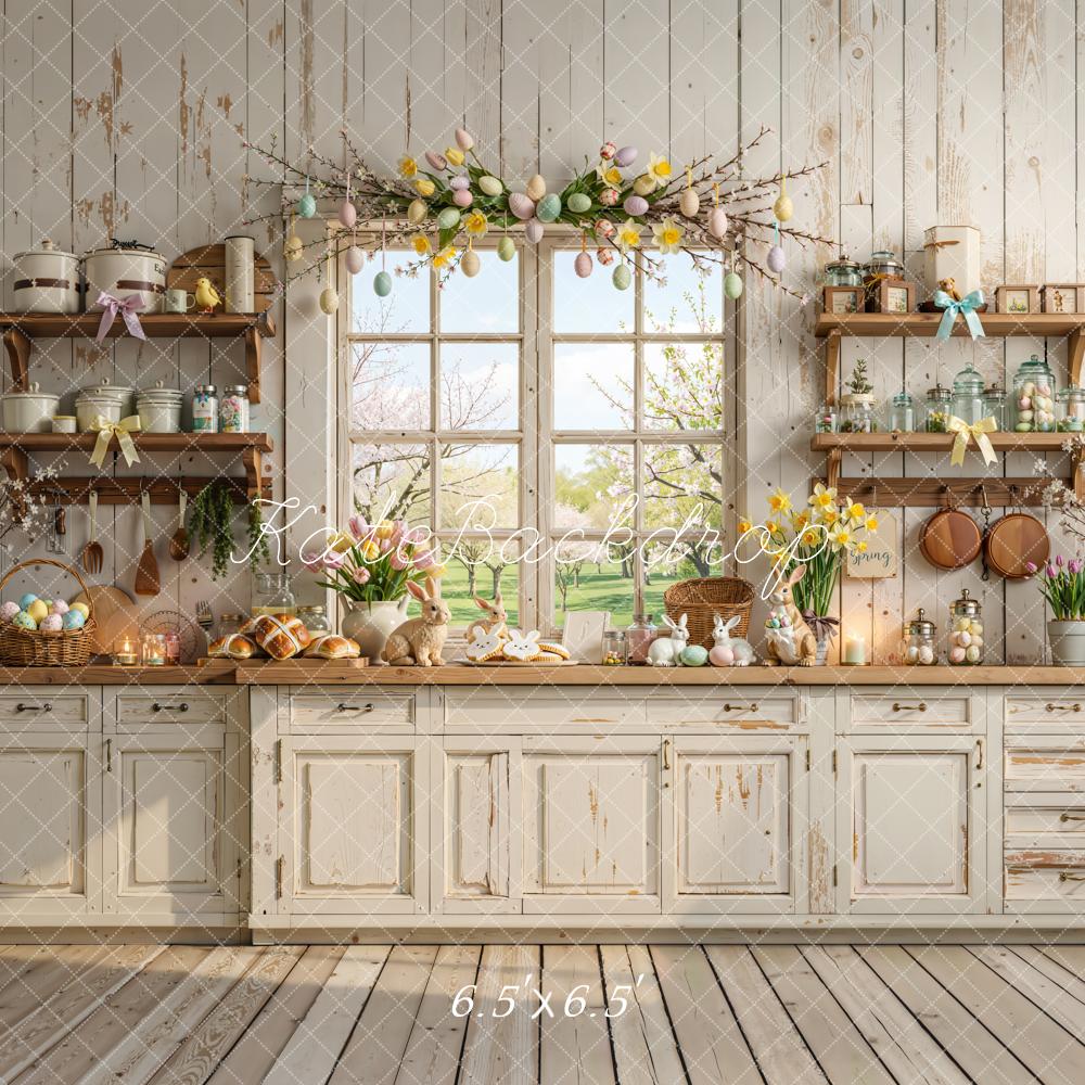 Kate Ostern Küche Fenster Pastell Hintergrund Entworfen von Emetselch