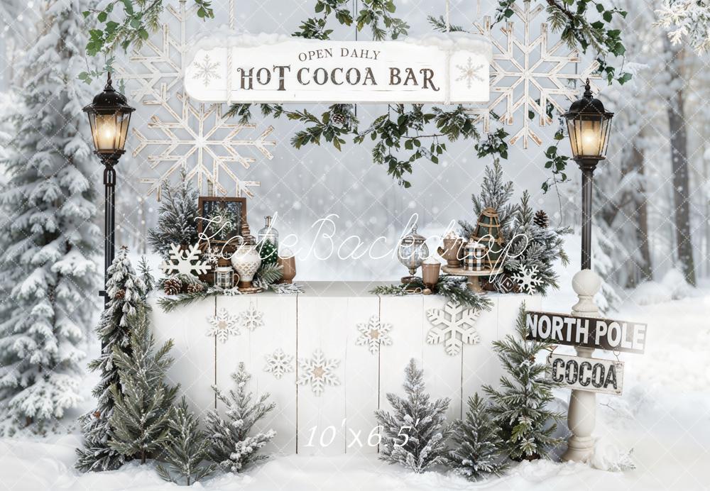 Kate Weihnachten Heiße Schokolade Bar Winterwald Fleece Hintergrund Entworfen von Emetselch