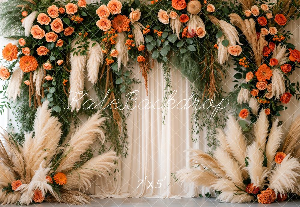 Kate Hochzeit Pampasgras Rosen Boho Hintergrund Entworfen von Emetselch - Kate Backdrop.de