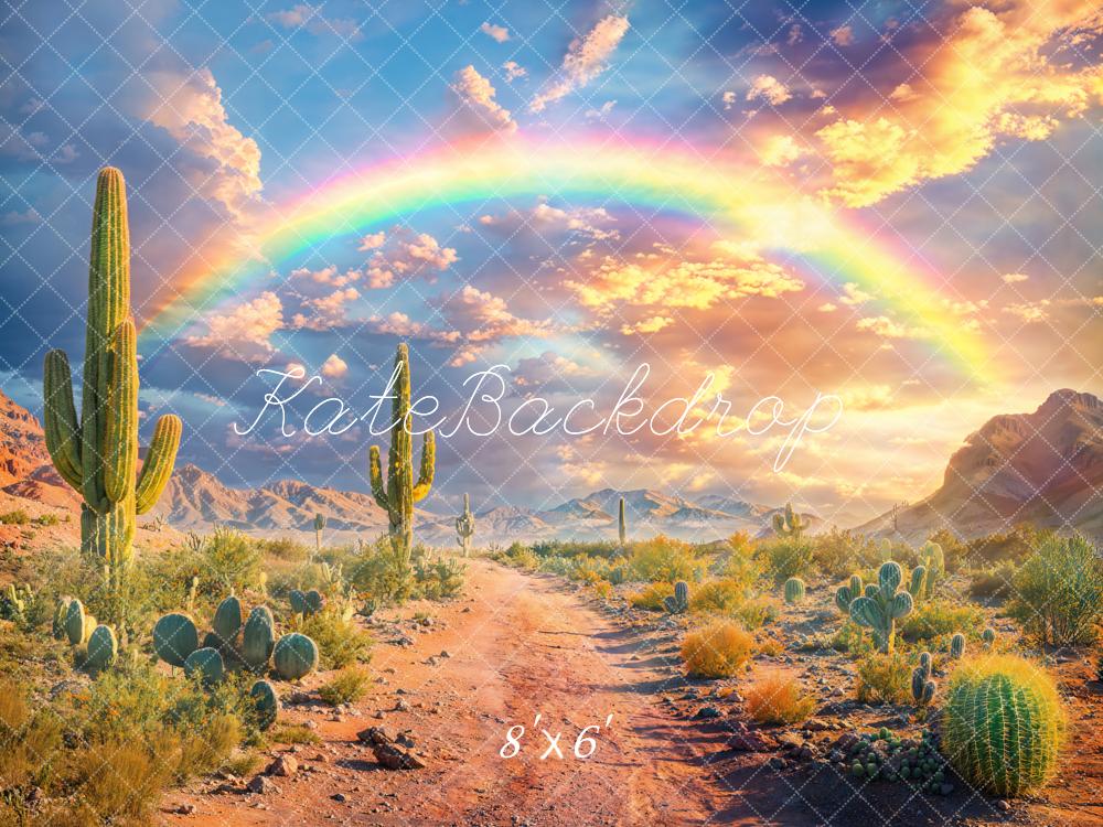 Kate Wüste Kaktus Regenbogen Sonnenuntergang Hintergrund Entworfen von Emetselch - Kate Backdrop.de