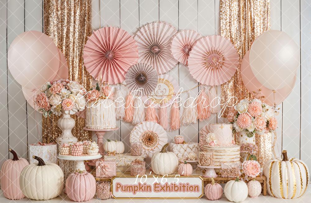 Kate Herbst Kürbis Kuchen Roségold Fleece Hintergrund Entworfen von Emetselch - Kate Backdrop.de