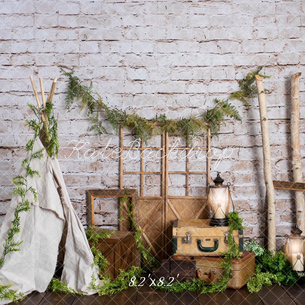 Kate Boho Tipi Koffer Holzrahmen Hintergrund Entworfen von Rose Abbas - Kate Backdrop.de