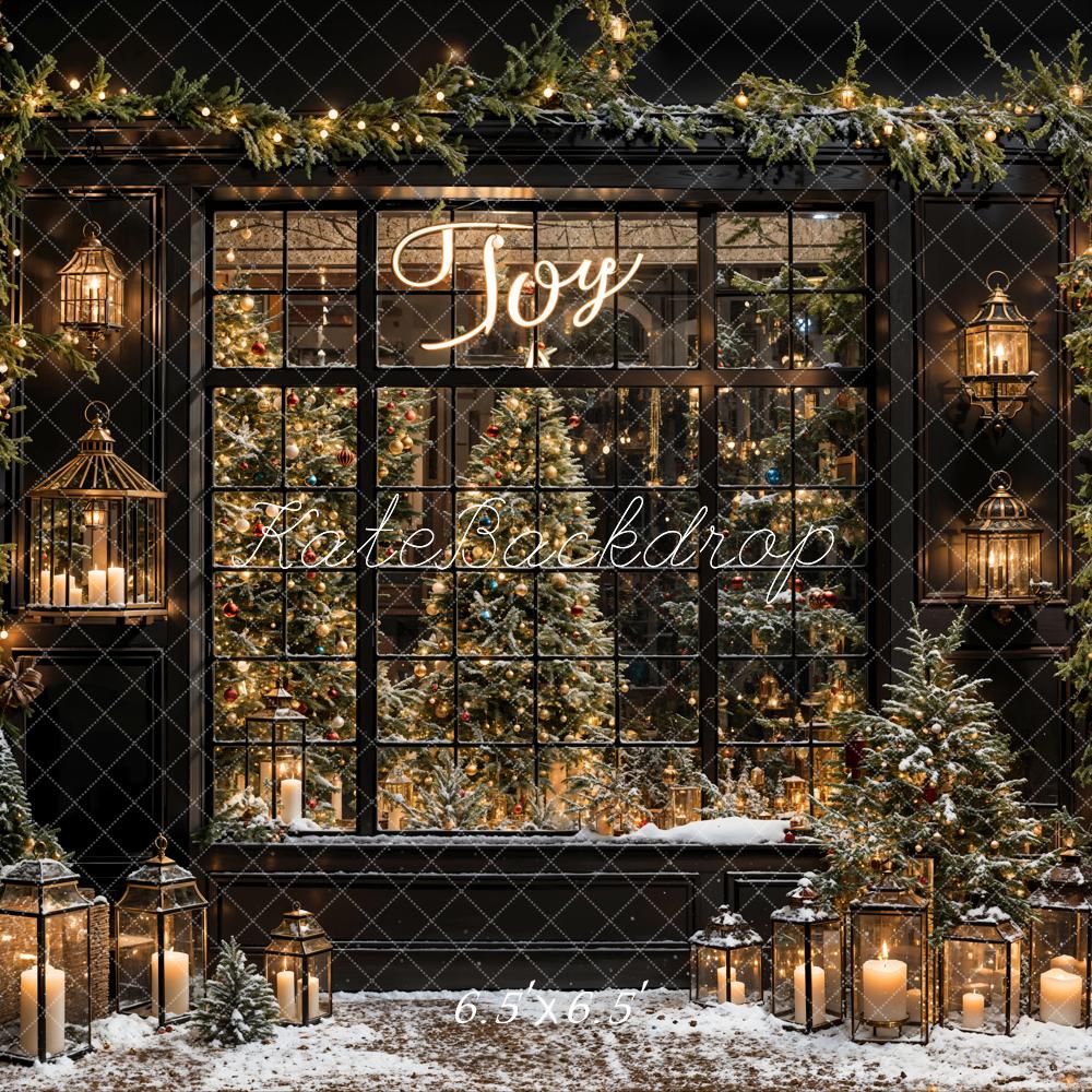 Kate Weihnachten Fenster Lichter Schwarz Hintergrund Entworfen von Emetselch - Kate Backdrop.de
