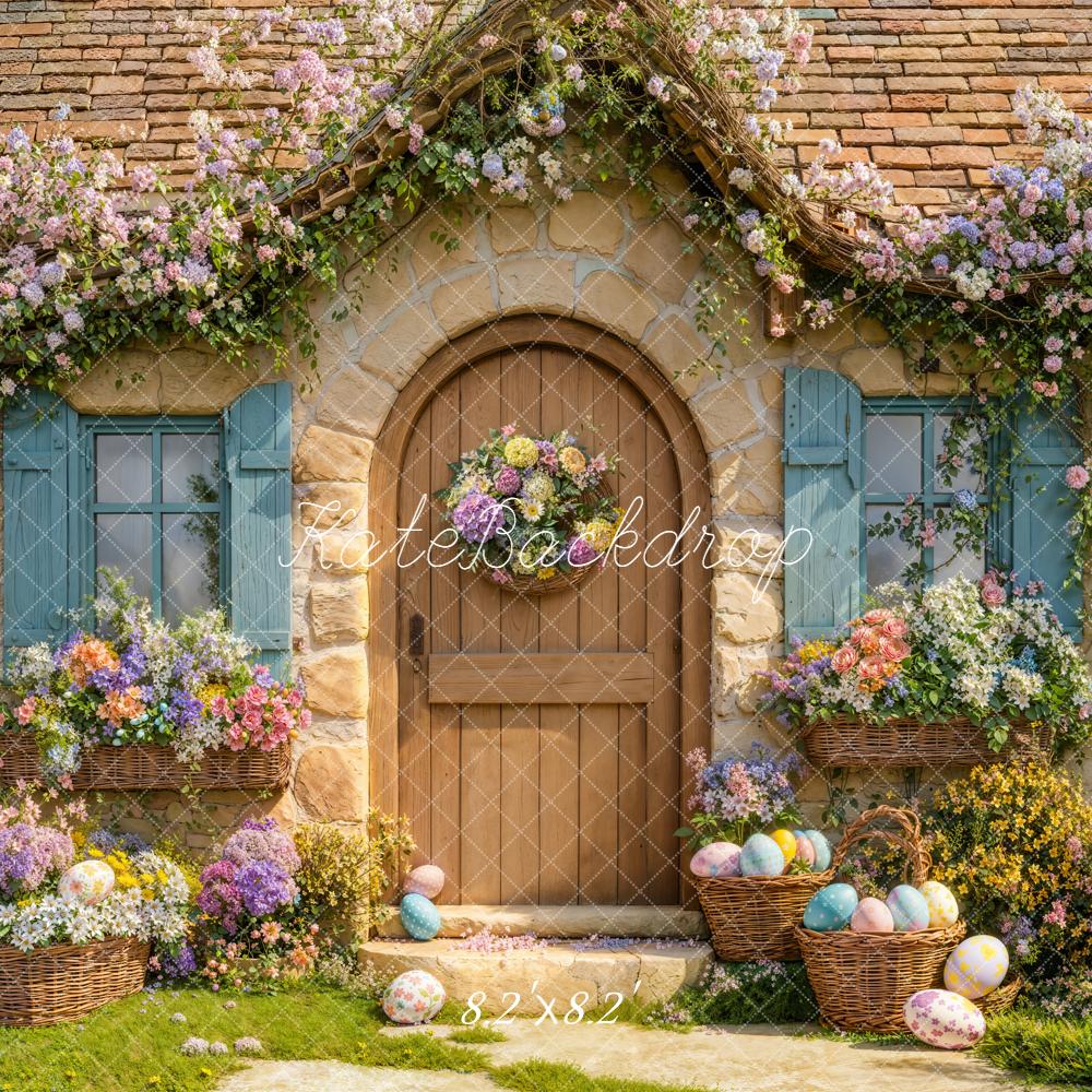 Kate Ostern Blumen Eier Cottage Pastell Hintergrund Entworfen von Emetselch