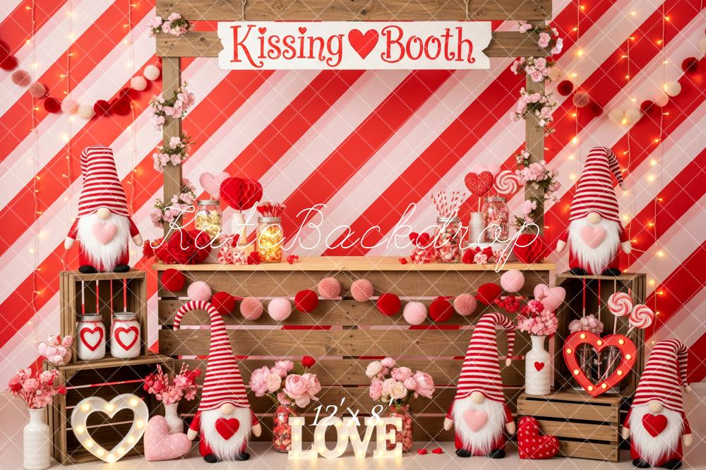 Kate Valentinstag Kissing Booth Wichtel Rot Hintergrund Entworfen von Patty Roberts