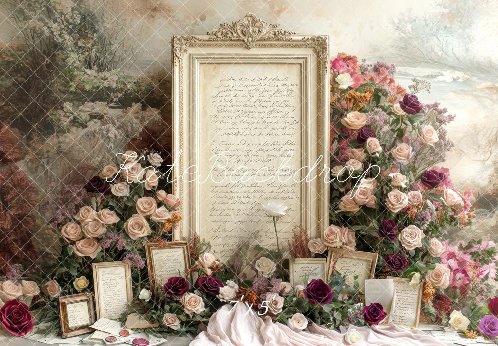 Kate Hochzeit Vintage Rahmen Rosen Hintergrund Entworfen von Mini MakeBelieve