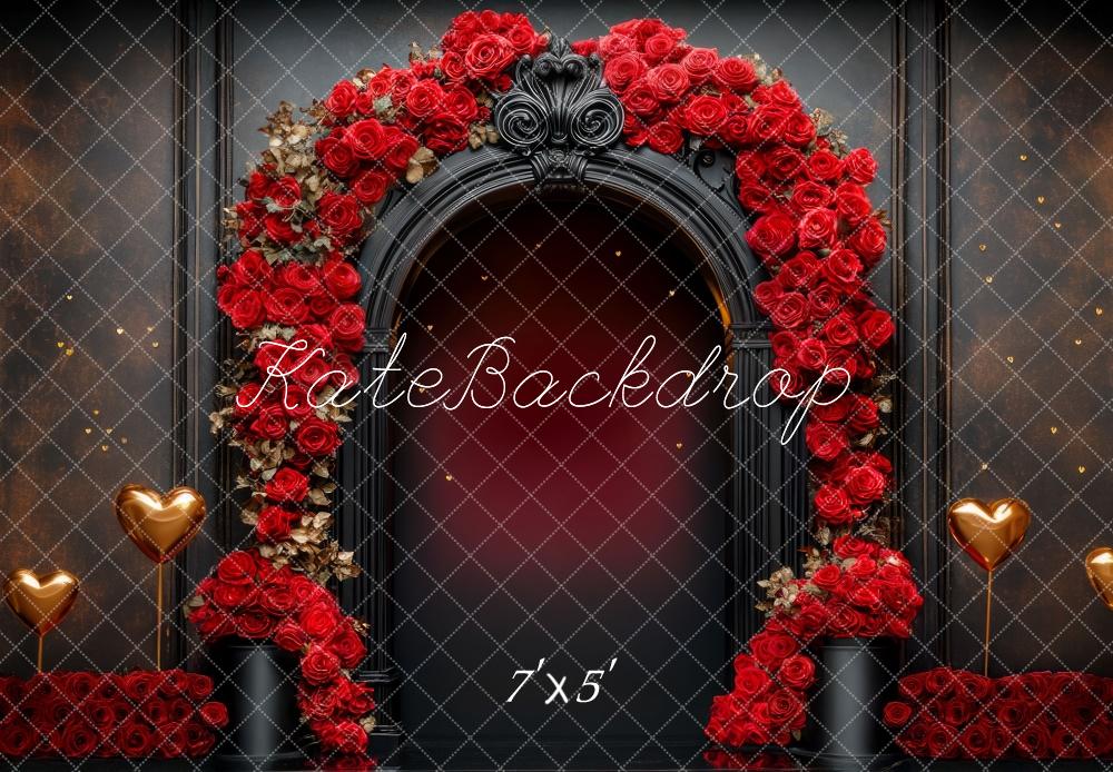 Kate Valentinstag Rosenbogen Goldene Herzen Elegant Hintergrund Entworfen von Mini MakeBelieve