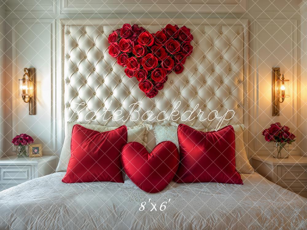 Kate Valentinstag Rote Kissen Herzrosen Fleece Hintergrund Entworfen von Emetselch