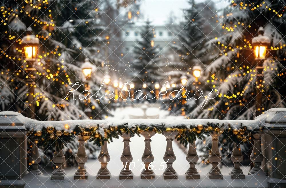 Kate Weihnachten Schnee Lichter Girlande Hintergrund Entworfen von Mini MakeBelieve - Kate Backdrop.de