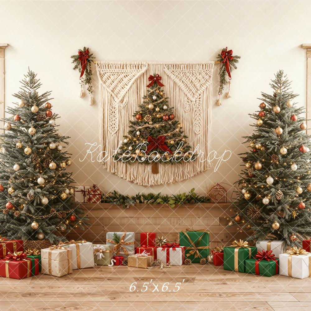 Kate Weihnachten Weihnachtsbaum Geschenke Naturholz Hintergrund Entworfen von Emetselch - Kate Backdrop.de