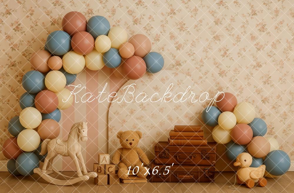 Kate Kinder Ballonbogen Spielzeug Vintage Hintergrund Entworfen von Patty Roberts - Kate Backdrop.de