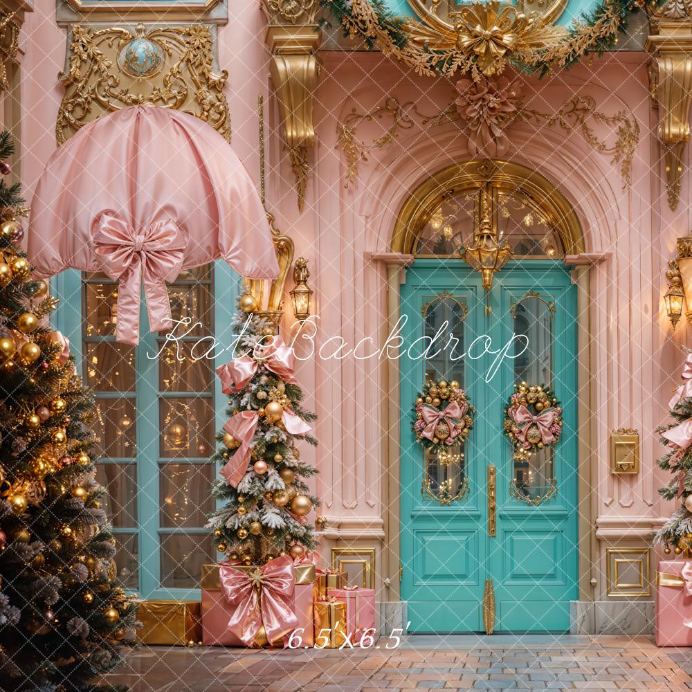 Kate Weihnachten Türkis Tür Rosa Dekor Hintergrund Entworfen von Emetselch