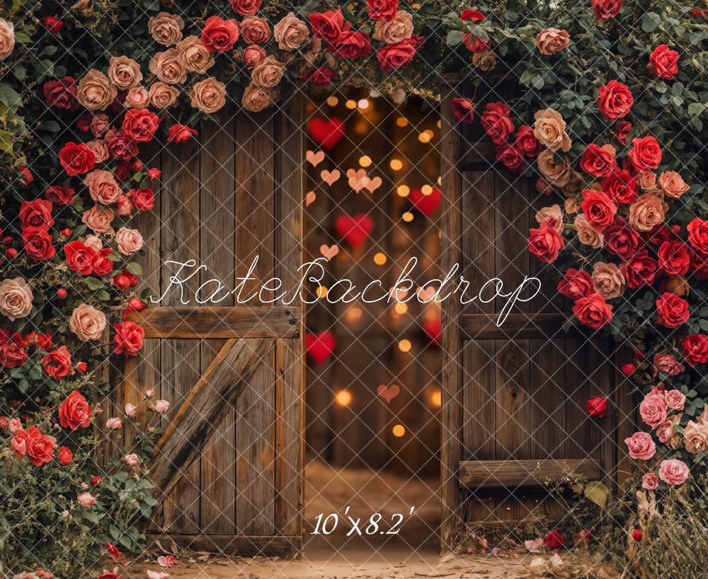 Kate Valentinstag Rosen Scheunentor Romantisch Hintergrund Entworfen von Emetselch