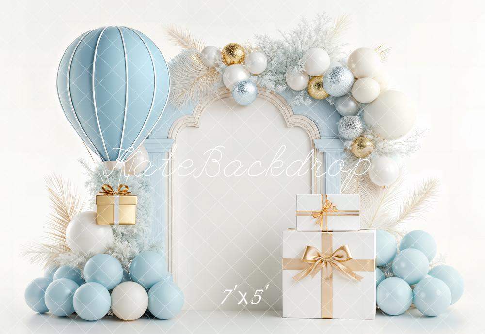 Kate Geburtstag Ballon Geschenkbox Blau Gold Hintergrund Entworfen von Chain