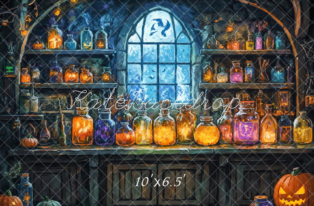 Kate Halloween Hexenküche Zaubertränke Dunkel Hintergrund Entworfen von GQ