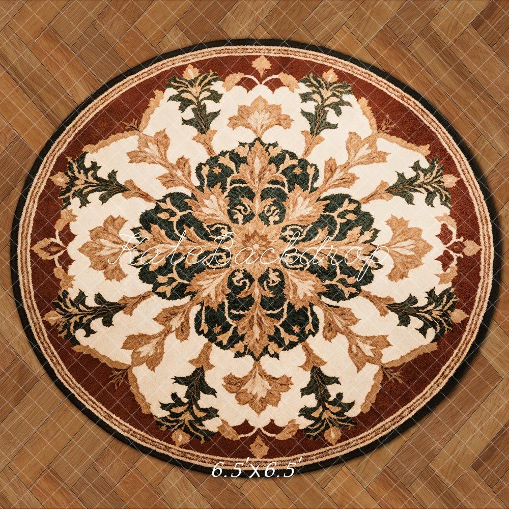 Kate Teppich Ornament Holzoptik Braun Hintergrund Entworfen von Kate Image