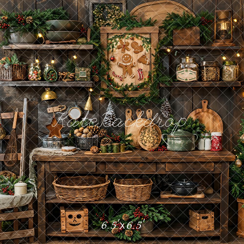 Kate Weihnachten Küche Holzdekor Rustikal Hintergrund Entworfen von Emetselch