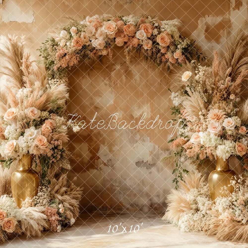 Kate Boho Blumen Bogen Beige Hintergrund Entworfen von Emetselch