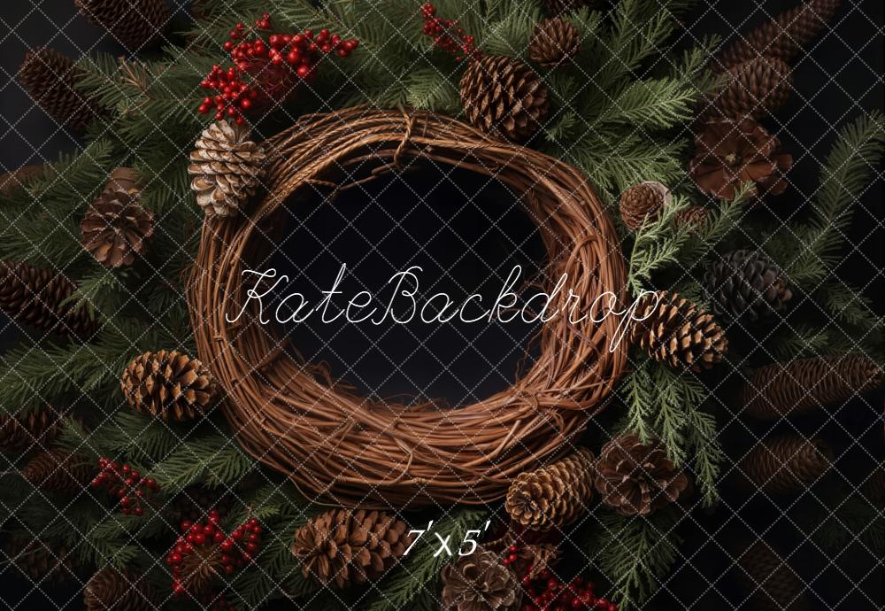 Kate Weihnachten Kranz Tannenzweige Zapfen Hintergrund Entworfen von Emetselch